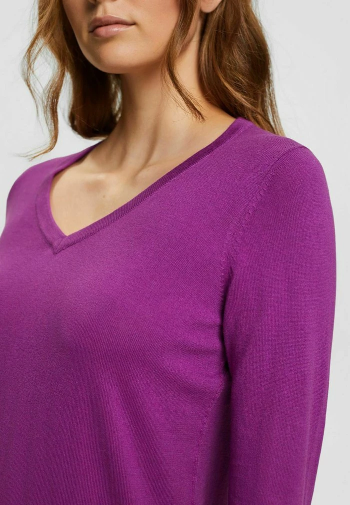Edc By Esprit V-NECK - Jumper - Violet 4 Edc By Esprit V-NECK - Jumper - Violet - Image 4