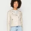 Edc By Esprit BIKER - Faux Leather Jacket - Cream Beige
