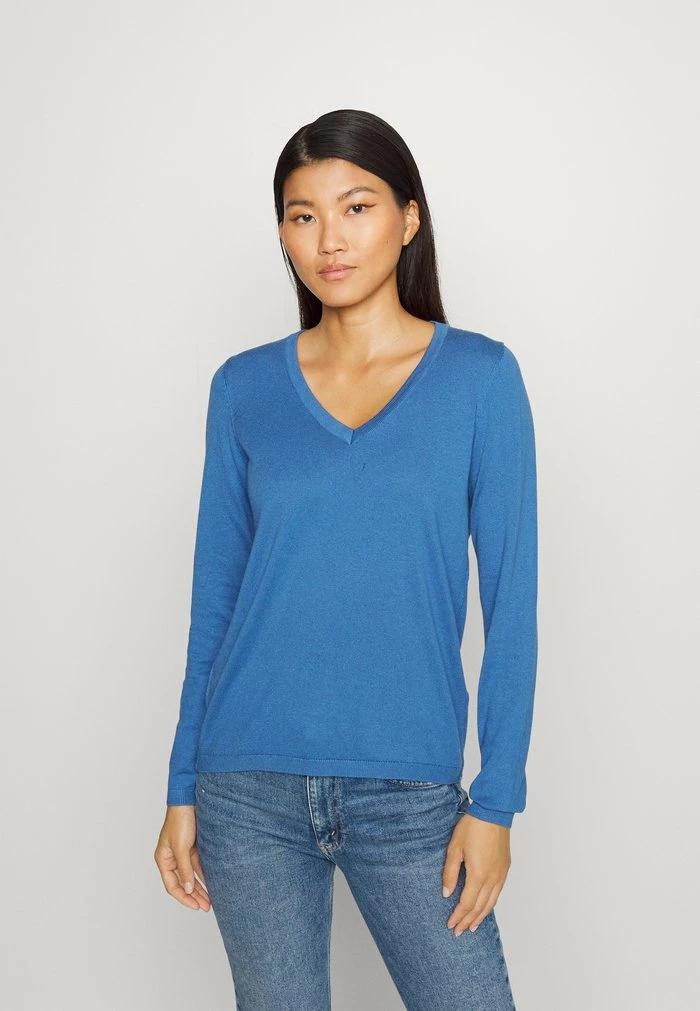 Edc By Esprit BASIC V-NECK - Jumper - Blue 1 Edc By Esprit BASIC V-NECK - Jumper - Blue