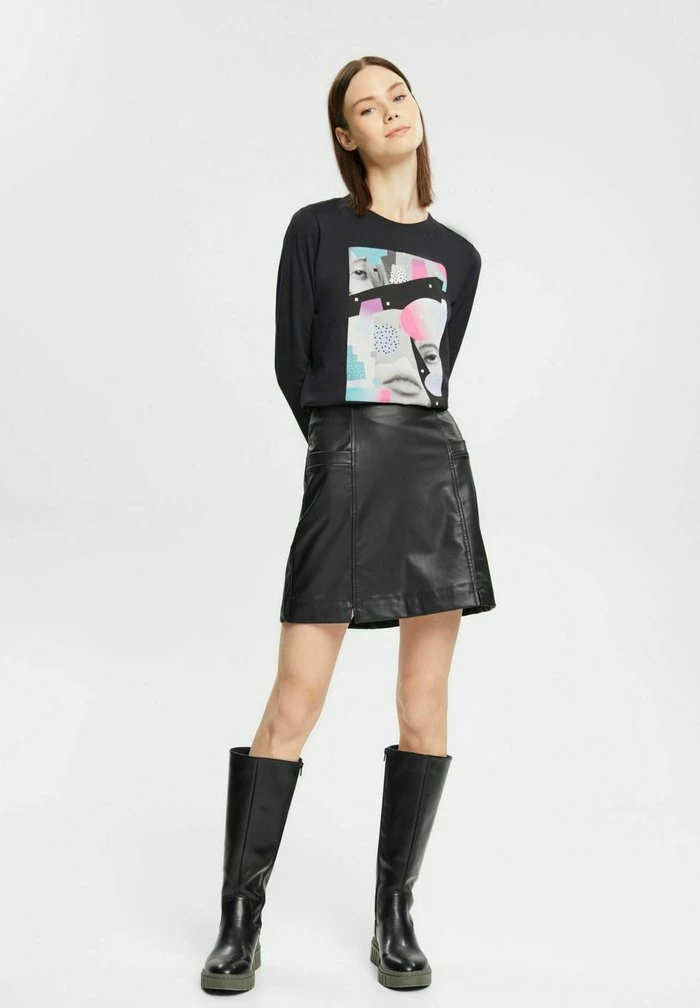 Edc By Esprit LONGSLEEVE MIT PRINT - Long Sleeved Top - Black 2 Edc By Esprit LONGSLEEVE MIT PRINT - Long Sleeved Top - Black - Image 2