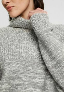 Edc By Esprit ROLLKRAGEN - Jumper - Medium Grey -edc by Esprit Shop b7d0d764ab5c4710ba567acfd5827683