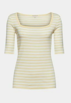 Edc By Esprit FULL NEEDLE SQUARE NECK STRIPED - Print T-shirt - Pastel Yellow -edc by Esprit Shop b9004e29c5f344f8bd27faac6c8a572f