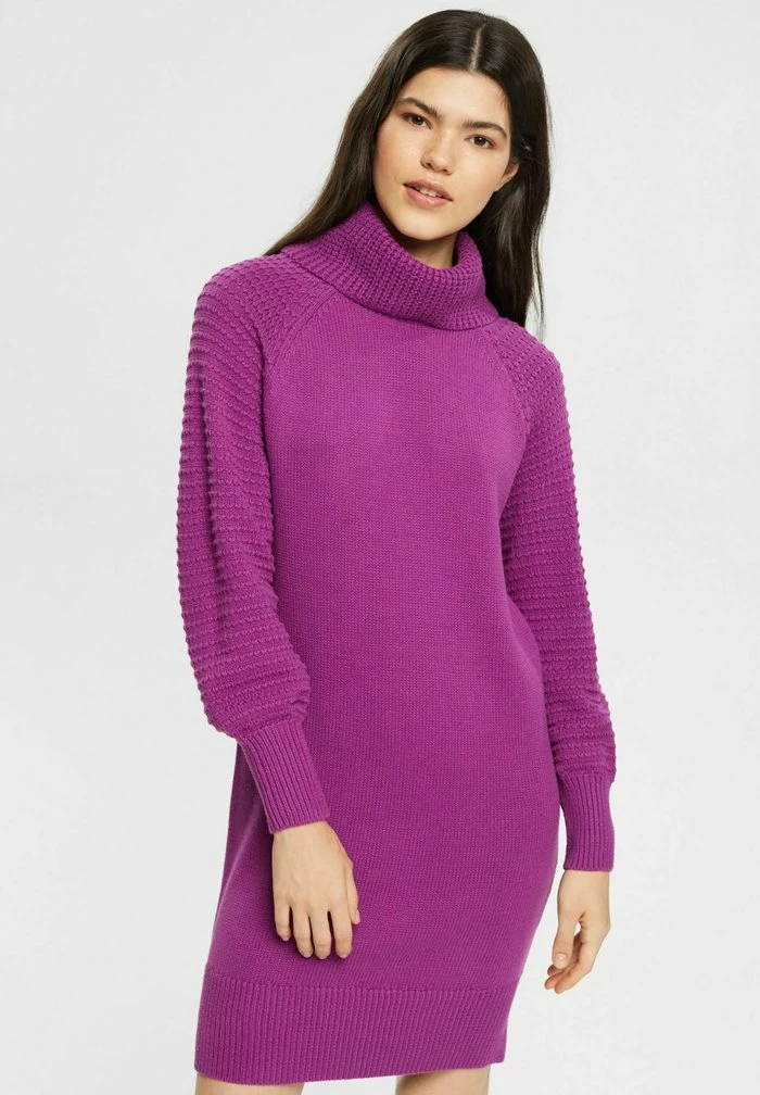 Edc By Esprit WIDE NECK DRESS - Jumper Dress - Violet 1 Edc By Esprit WIDE NECK DRESS - Jumper Dress - Violet