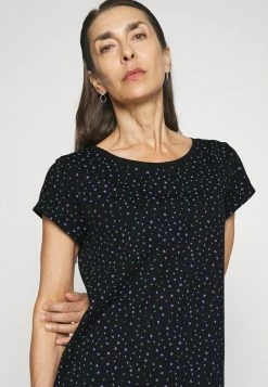 Edc By Esprit SLUB ROUND NECK WITH - Print T-shirt - Black -edc by Esprit Shop b93d4eed33184d1f8616db3b34669912