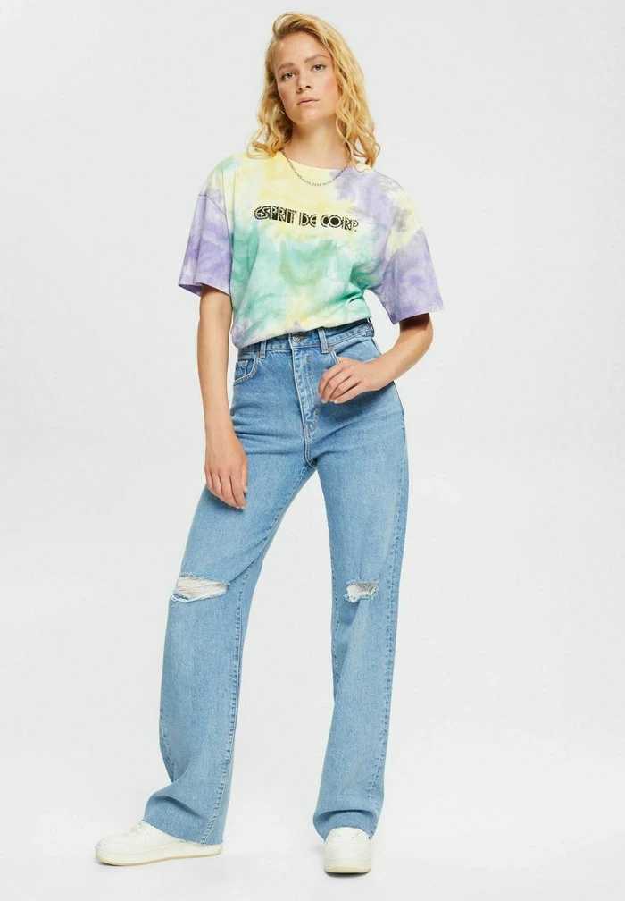 Edc By Esprit MIT DESTROYED EFFEKTEN - Straight Leg Jeans - Blue Medium Wash 2 Edc By Esprit MIT DESTROYED EFFEKTEN - Straight Leg Jeans - Blue Medium Wash - Image 2