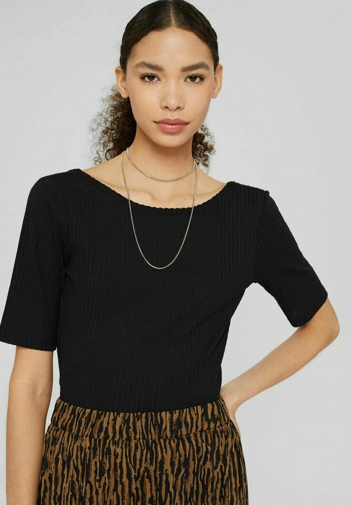 Edc By Esprit MIT RÜCKENAUSSCHNITT - Basic T-shirt - Black 1 Edc By Esprit MIT RÜCKENAUSSCHNITT - Basic T-shirt - Black