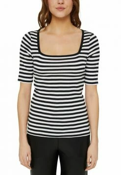 Edc By Esprit FULL NEEDLE SQUARE NECK STRIPED - Print T-shirt - Black -edc by Esprit Shop c286739b048643239807db45a6f23a9c