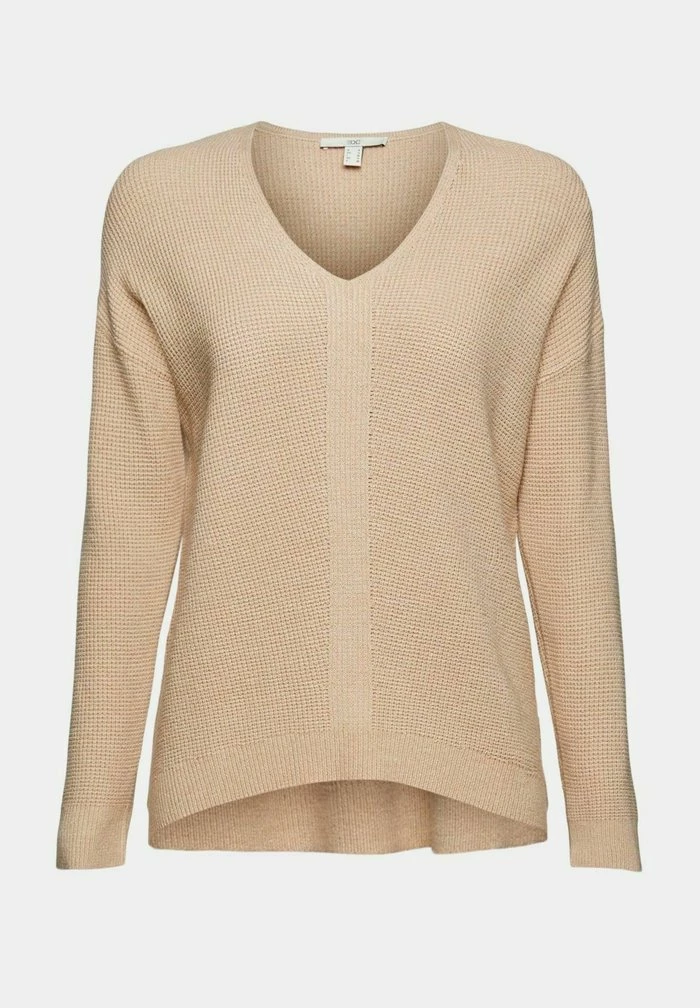 Edc By Esprit V-NECK STRUCTURE SWEATER - Jumper - Beige 9 Edc By Esprit V-NECK STRUCTURE SWEATER - Jumper - Beige - Image 9