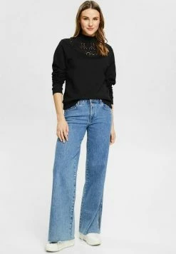 Edc By Esprit MIT LOCHSPITZE - Sweatshirt - Black