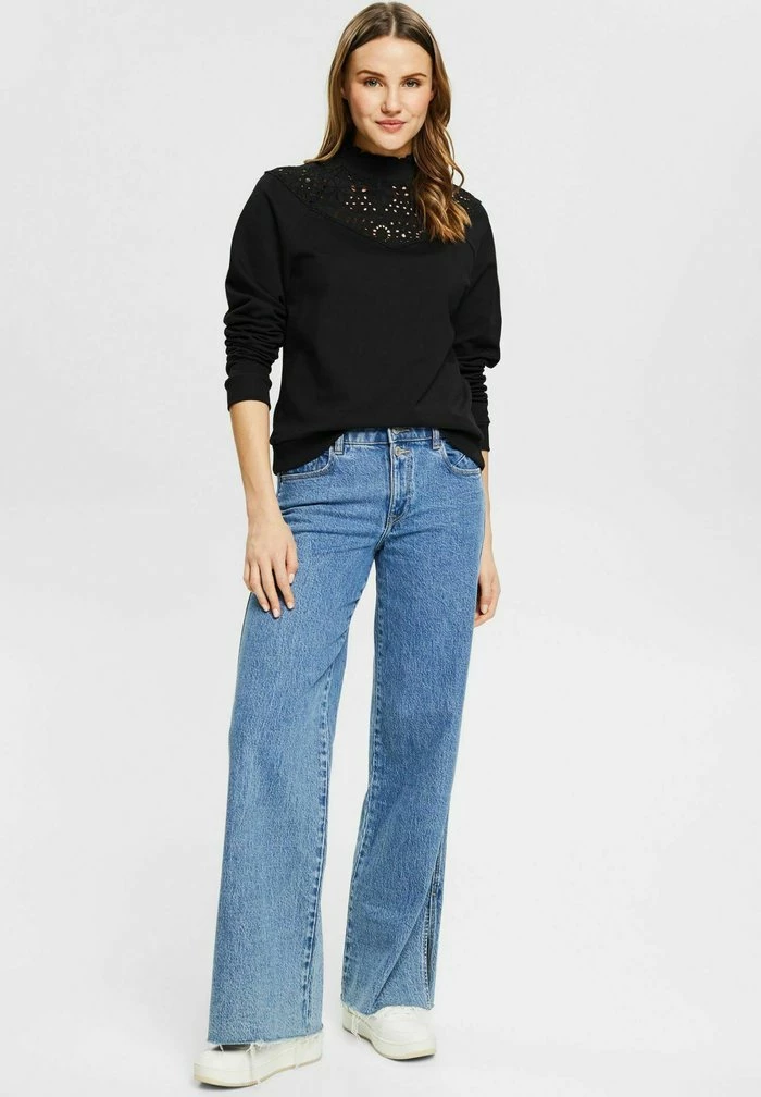 Edc By Esprit MIT LOCHSPITZE - Sweatshirt - Black 1 Edc By Esprit MIT LOCHSPITZE - Sweatshirt - Black