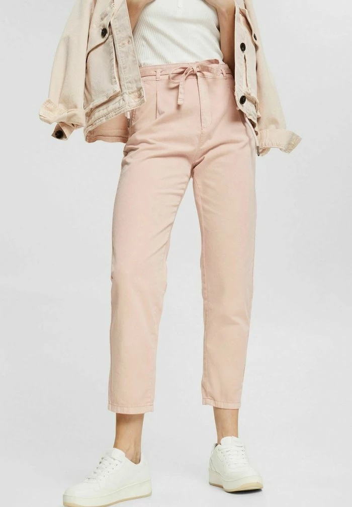 Edc By Esprit MIT BINDEGÜRTEL - Trousers - Dusty Nude 1 Edc By Esprit MIT BINDEGÜRTEL - Trousers - Dusty Nude