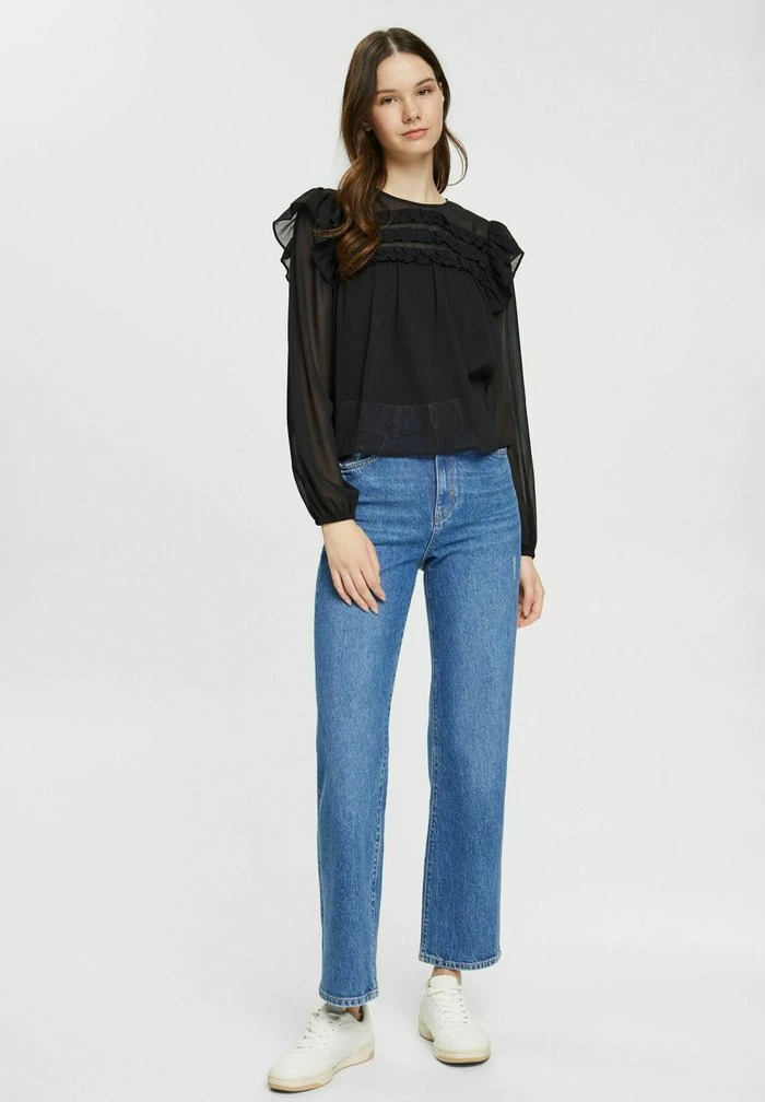 Edc By Esprit MIT RÜSCHENDETAILS - Blouse - Black 2 Edc By Esprit MIT RÜSCHENDETAILS - Blouse - Black - Image 2