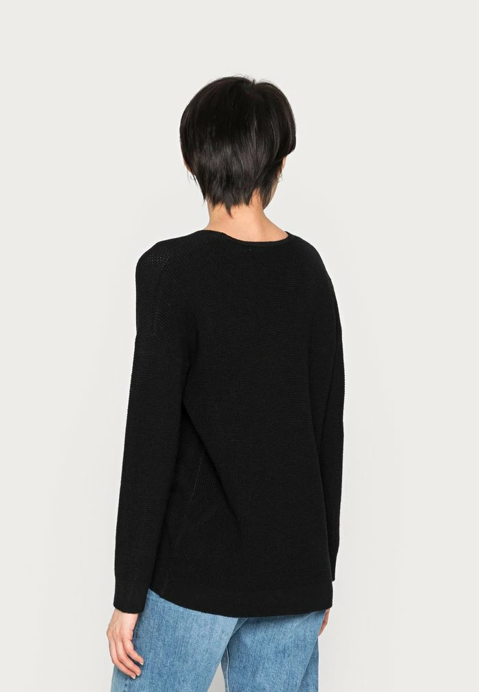 Edc By Esprit V-NECK STRUCTURE SWEATER - Jumper - Black 3 Edc By Esprit V-NECK STRUCTURE SWEATER - Jumper - Black - Image 3
