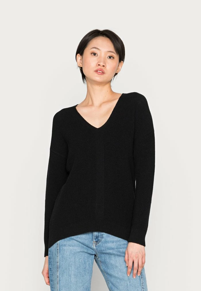 Edc By Esprit V-NECK STRUCTURE SWEATER - Jumper - Black 1 Edc By Esprit V-NECK STRUCTURE SWEATER - Jumper - Black