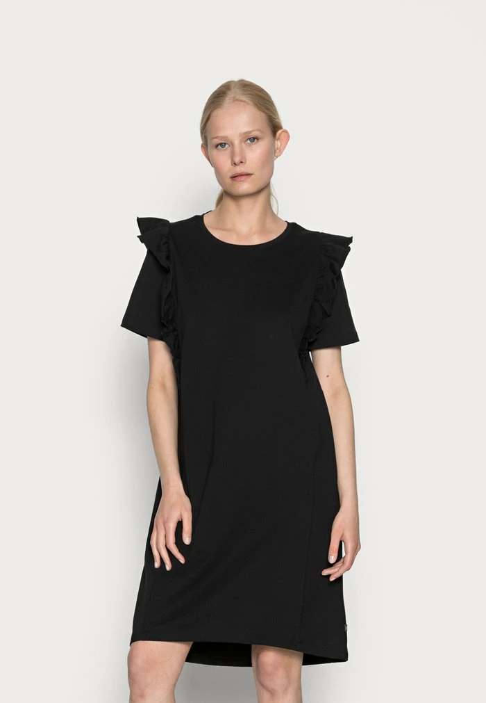 Edc By Esprit FRILL DRESS - Day Dress - Black 1 Edc By Esprit FRILL DRESS - Day Dress - Black