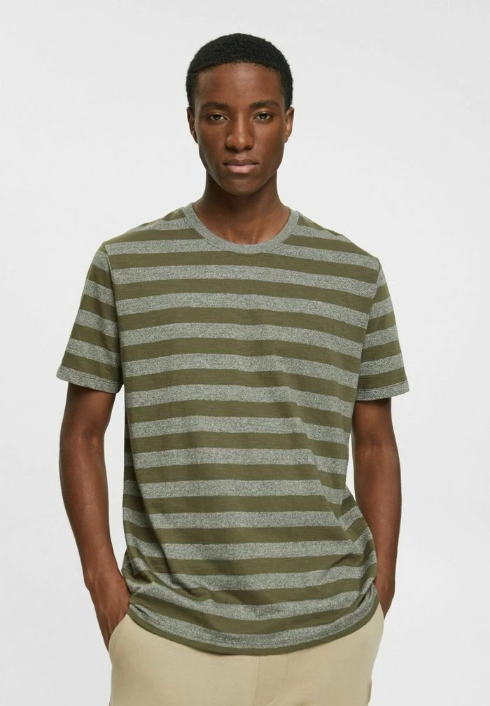 Edc By Esprit REGULAR FIT - Print T-shirt - Dark Khaki 1 Edc By Esprit REGULAR FIT - Print T-shirt - Dark Khaki