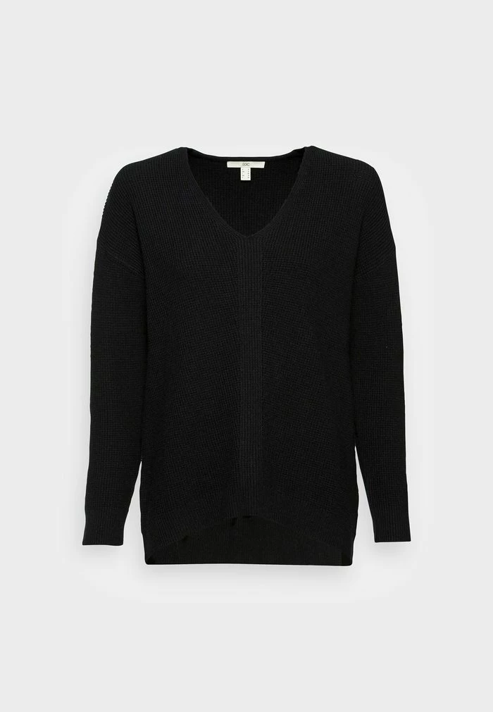 Edc By Esprit V-NECK STRUCTURE SWEATER - Jumper - Black 4 Edc By Esprit V-NECK STRUCTURE SWEATER - Jumper - Black - Image 4