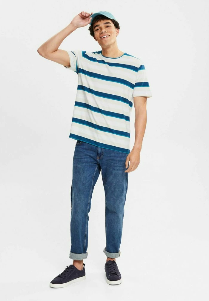 Edc By Esprit MIT STREIFENMUSTER - Print T-shirt - Teal Blue 5 2 Edc By Esprit MIT STREIFENMUSTER - Print T-shirt - Teal Blue 5 - Image 2