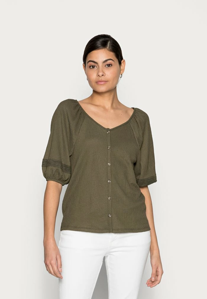 Edc By Esprit CRINKLE - Blouse - Khaki Green 1 Edc By Esprit CRINKLE - Blouse - Khaki Green