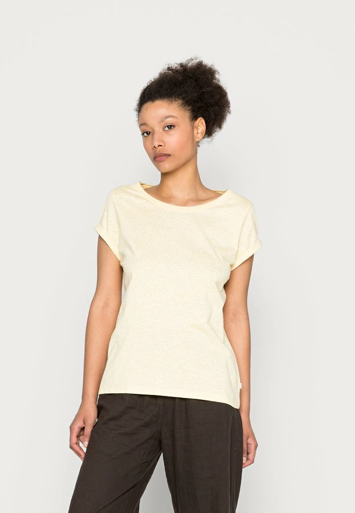 Edc By Esprit ROUNDNECK - Print T-shirt - Pastel Yellow 1 Edc By Esprit ROUNDNECK - Print T-shirt - Pastel Yellow