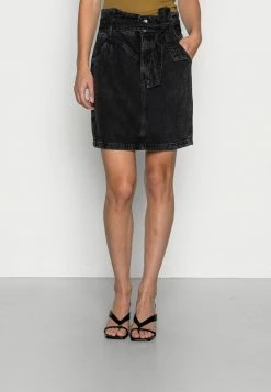 Edc By Esprit PAPERBAG - Mini Skirt - Black Dark Wash