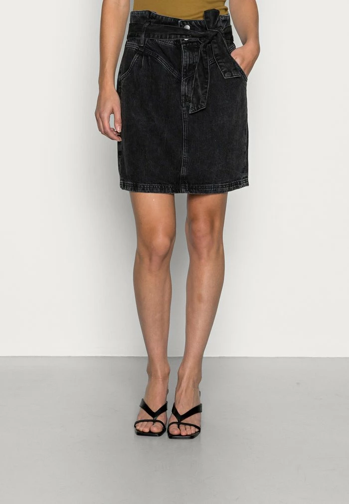 Edc By Esprit PAPERBAG - Mini Skirt - Black Dark Wash 1 Edc By Esprit PAPERBAG - Mini Skirt - Black Dark Wash