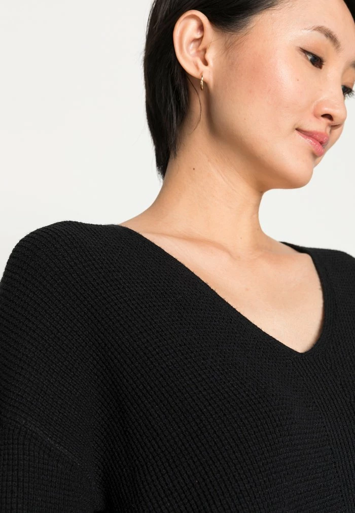 Edc By Esprit V-NECK STRUCTURE SWEATER - Jumper - Black 5 Edc By Esprit V-NECK STRUCTURE SWEATER - Jumper - Black - Image 5