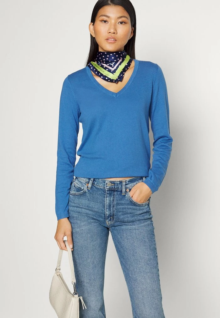 Edc By Esprit BASIC V-NECK - Jumper - Blue 4 Edc By Esprit BASIC V-NECK - Jumper - Blue - Image 4