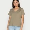Edc By Esprit FLORAL - Print T-shirt - Light Khaki