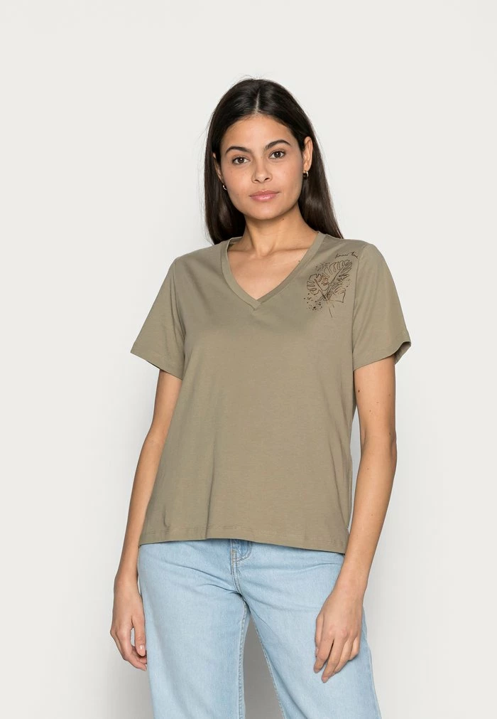 Edc By Esprit FLORAL - Print T-shirt - Light Khaki 1 Edc By Esprit FLORAL - Print T-shirt - Light Khaki
