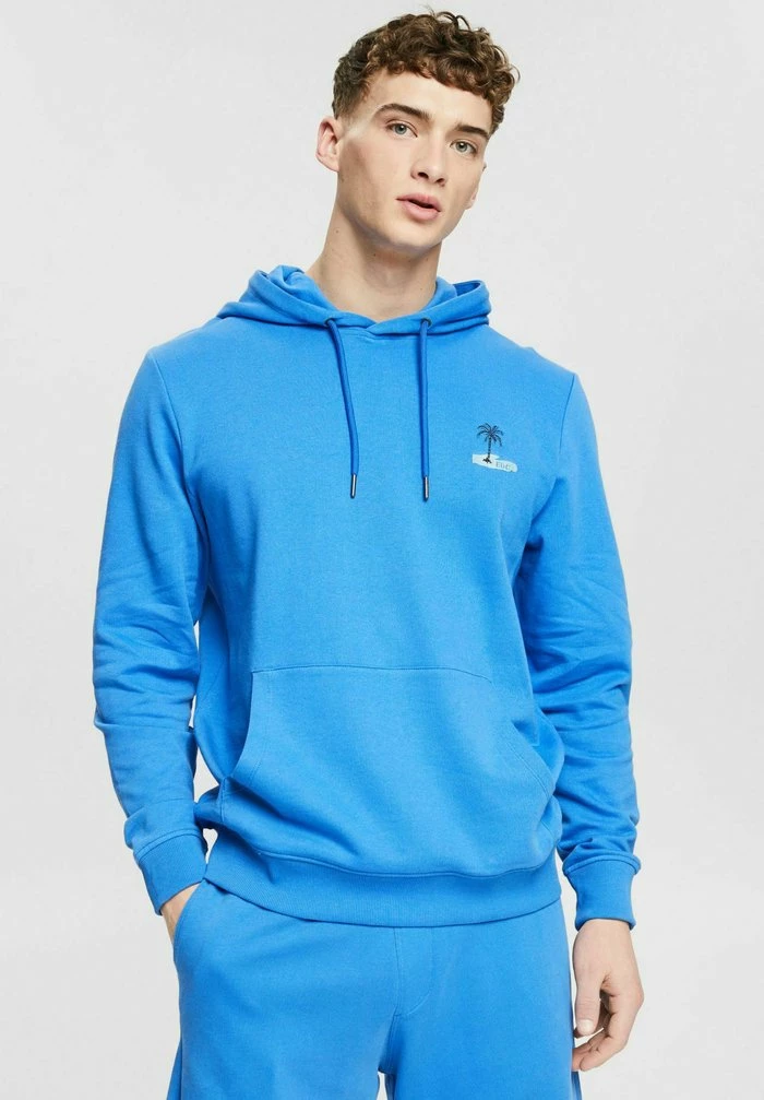 Edc By Esprit MIT RÜCKENPRINT - Hoodie - Bright Blue 1 Edc By Esprit MIT RÜCKENPRINT - Hoodie - Bright Blue