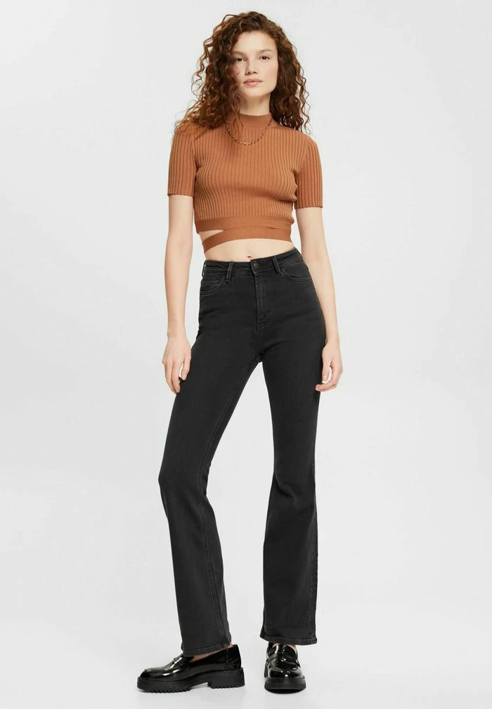 Edc By Esprit Flared Jeans - Black Dark Washed 4 Edc By Esprit Flared Jeans - Black Dark Washed - Image 4