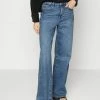 Edc By Esprit WIDE LEG HIGH RISE - Flared Jeans - Blue Medium Wash