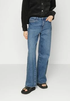 Edc By Esprit WIDE LEG HIGH RISE - Flared Jeans - Blue Medium Wash