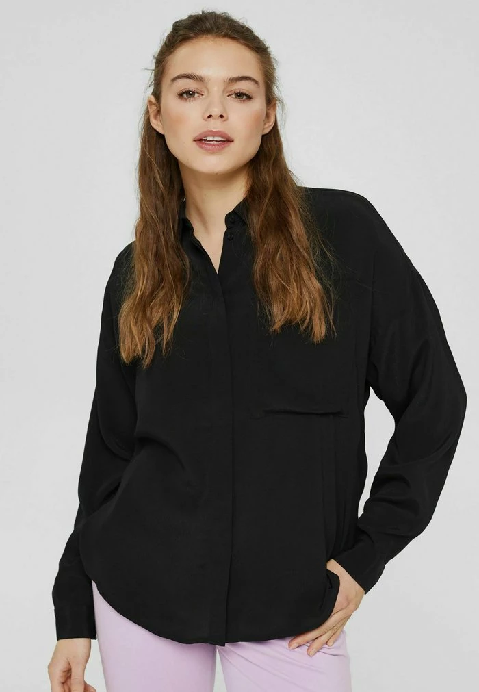 Edc By Esprit LENZING™ ECOVERO™ - Button-down Blouse - Black 1 Edc By Esprit LENZING™ ECOVERO™ - Button-down Blouse - Black