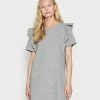 Edc By Esprit FRILL DRESS - Jersey Dress - Medium Grey