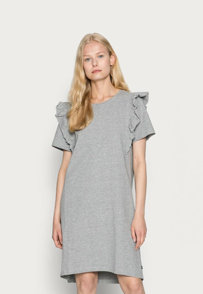 Edc By Esprit FRILL DRESS - Jersey Dress - Medium Grey 1 Edc By Esprit FRILL DRESS - Jersey Dress - Medium Grey