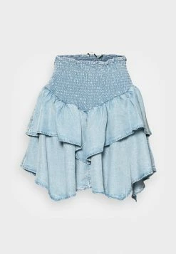 Edc By Esprit SMOCKING - Pleated Skirt - Blue Bleached -edc by Esprit Shop ebaeedefb0964f52a6f4c432e55664e1