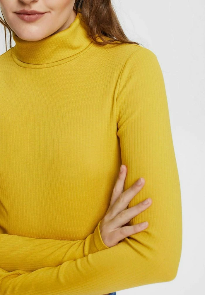 Edc By Esprit MIT ROLLKRAGEN - Long Sleeved Top - Dusty Yellow 4 Edc By Esprit MIT ROLLKRAGEN - Long Sleeved Top - Dusty Yellow - Image 4