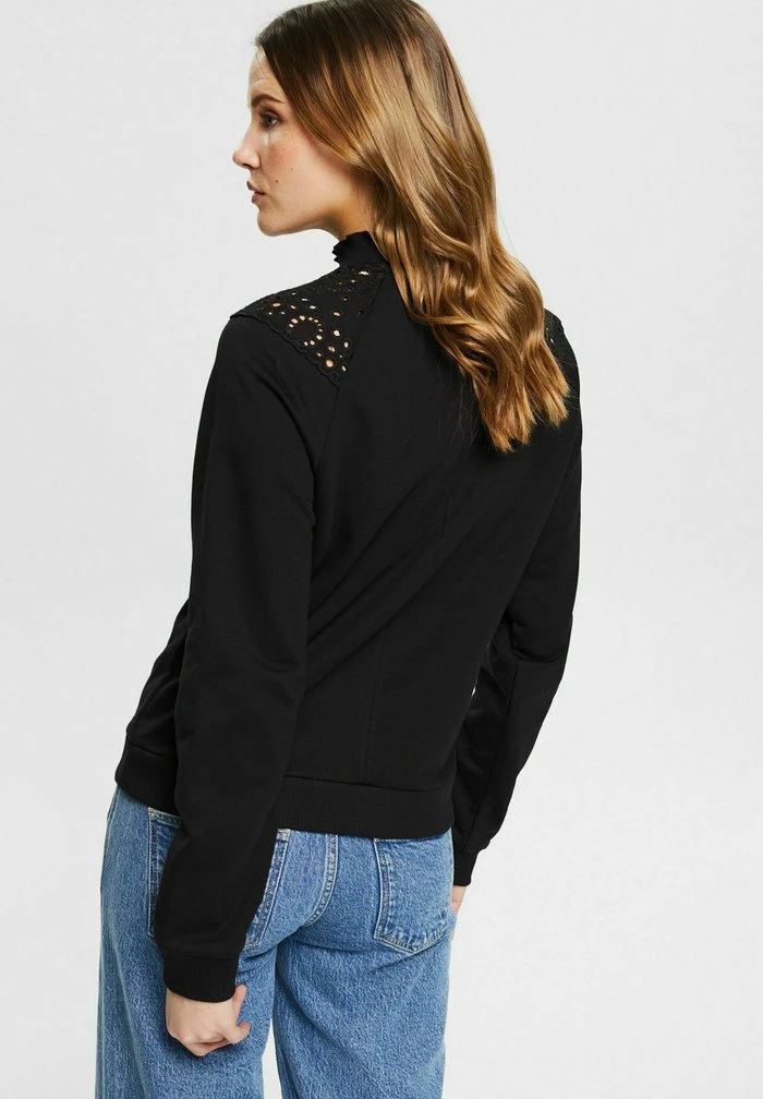 Edc By Esprit MIT LOCHSPITZE - Sweatshirt - Black 3 Edc By Esprit MIT LOCHSPITZE - Sweatshirt - Black - Image 3