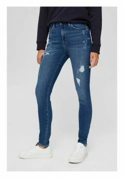 Edc By Esprit IM DESTROYED LOOK - Jeans Skinny Fit - Blue Dark Washed