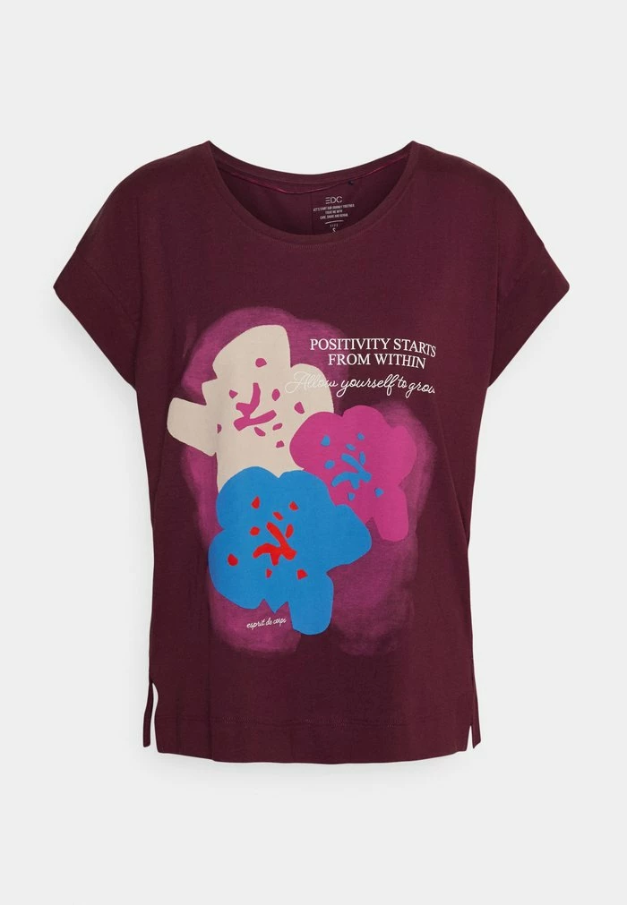 Edc By Esprit TEE - Print T-shirt - Bordeaux Red 1 Edc By Esprit TEE - Print T-shirt - Bordeaux Red