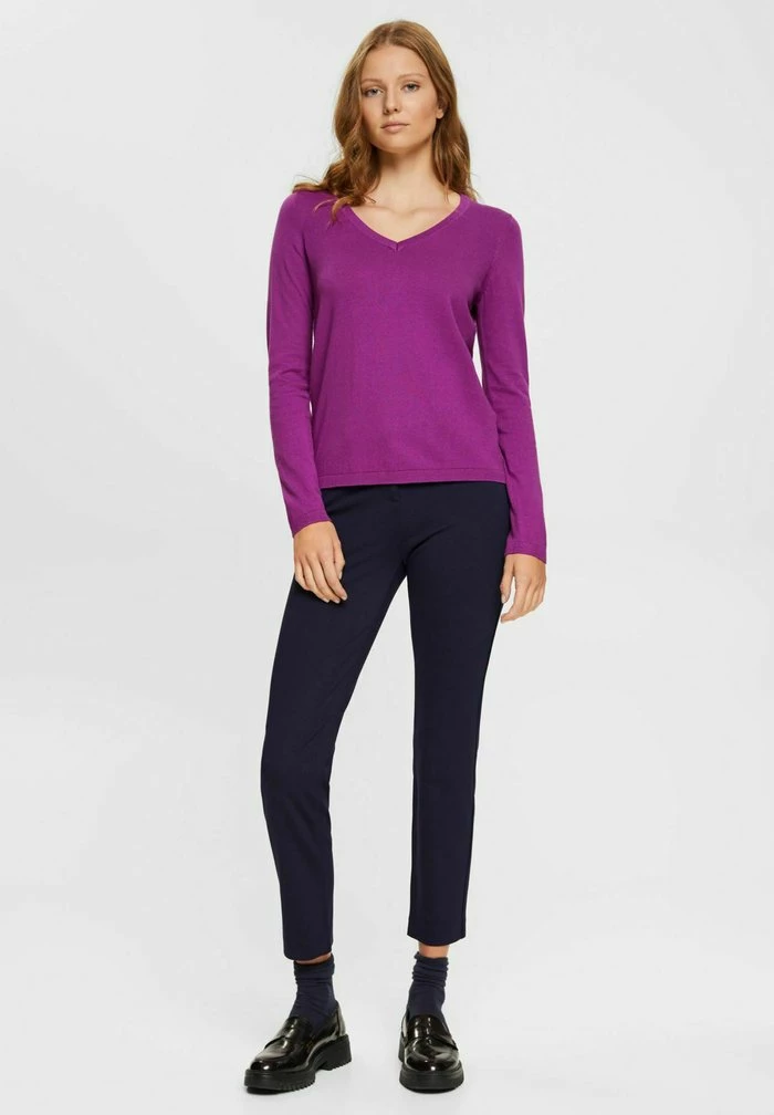 Edc By Esprit V-NECK - Jumper - Violet 2 Edc By Esprit V-NECK - Jumper - Violet - Image 2