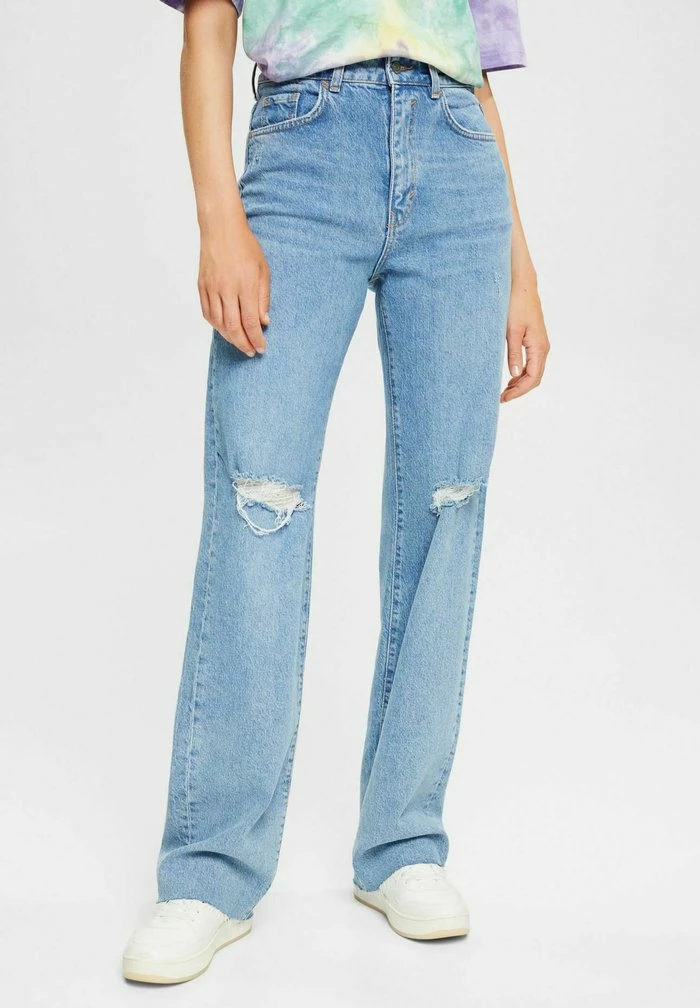 Edc By Esprit MIT DESTROYED EFFEKTEN - Straight Leg Jeans - Blue Medium Wash 1 Edc By Esprit MIT DESTROYED EFFEKTEN - Straight Leg Jeans - Blue Medium Wash