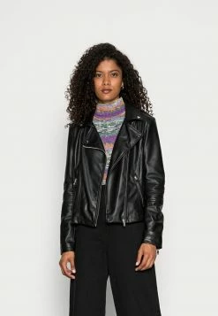 Edc By Esprit BIKER JACKET - Faux Leather Jacket - Black