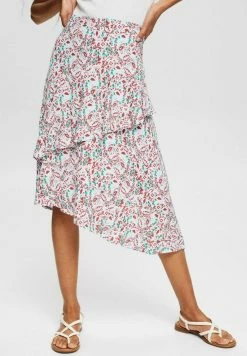 Edc By Esprit GEMUSTERTER MIDI LENZING™ ECOVERO™ - A-line Skirt - Light Blue