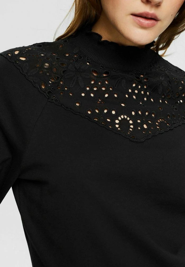 Edc By Esprit MIT LOCHSPITZE - Sweatshirt - Black 4 Edc By Esprit MIT LOCHSPITZE - Sweatshirt - Black - Image 4