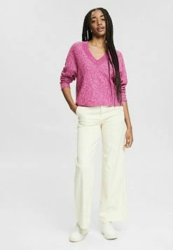 Edc By Esprit MIT V-AUSSCHNITT - Jumper - Pink Fuchsia