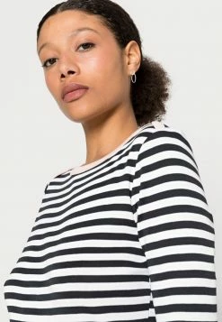 Edc By Esprit STRIPED SLEEVE TEE - Long Sleeved Top - Black -edc by Esprit Shop fe9f3f28332a4cb388b3ea93daf8290b